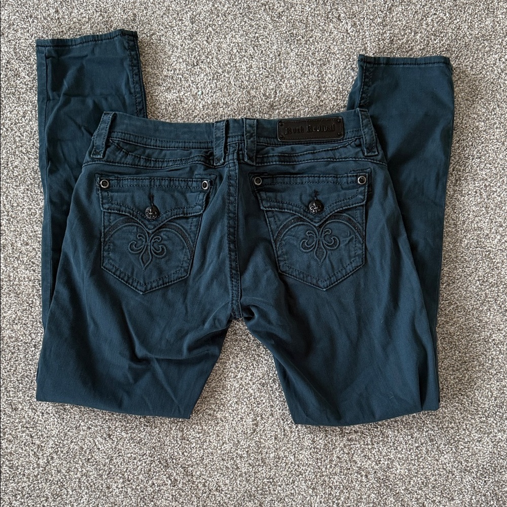 Dark teal Blue Jeans Rock Revival Sasha Skinny